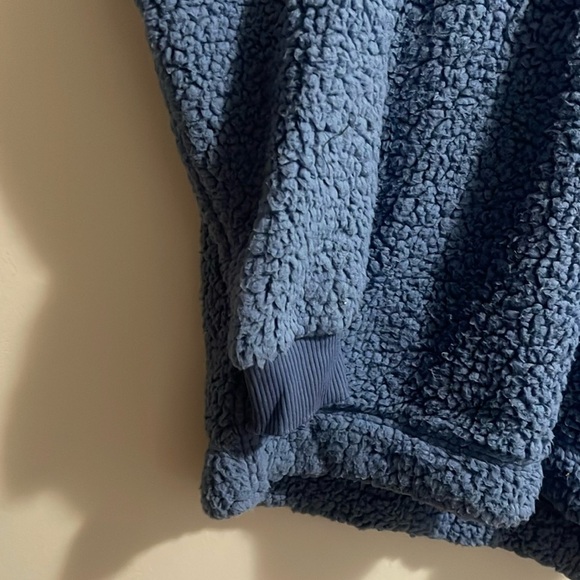 Aerie Womens Oversized Sherpa Pullover Jacket Small Blue - Picture 7 of 11